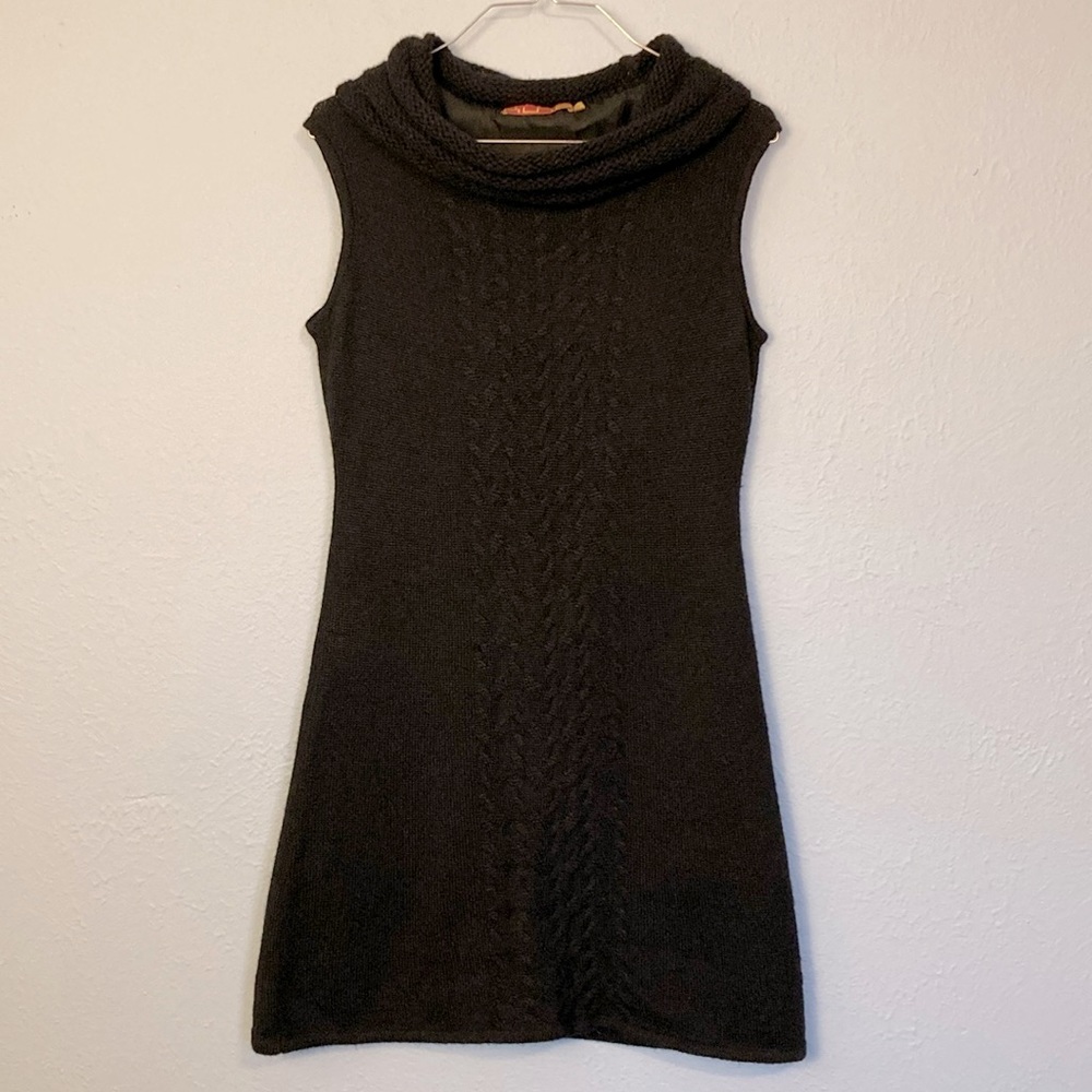Kuna Womens Sz S Juliana Black Cable Knit Baby Alpaca 100% Wool Mock Neck Dress